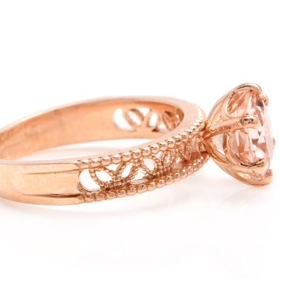 1.70Cts Natural Morganite 14k Solid Rose Gold Ring